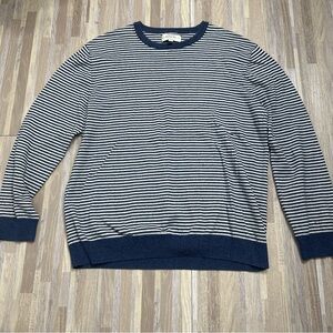 Hawker Rye Cotton Cashmere Men's Striped Sweater - Navy and White Size XL